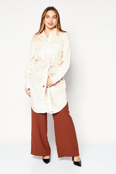 Guess Women Spread Collar Long Sleeves Tie Dye Tunic Tops, Light Pink