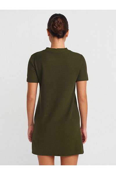 Dilvin 90810 Model - Soft and Light Khaki Mini Dress
