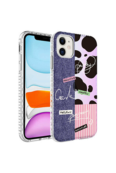 zore iPhone 11 Case with Airbag Edges, Colorful Patterned Silicone Elegans Co...