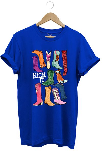 WİDİ Unisex Cowgirl Cowboy Boots με στάμπα 100% βαμβακερό μπλουζάκι με κανονική εφαρμογή Crew λαιμόκοψη