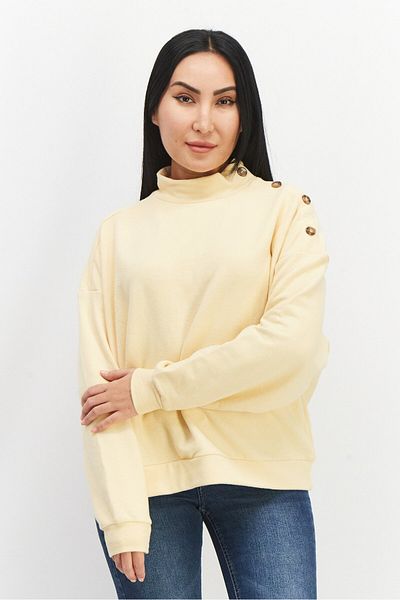 Esprit Women Crew Plain Sweater, Yellow