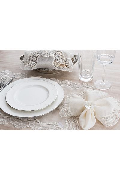 Gül Güler Pack of 4 Lace Napkins - Bud Bone, 45*45