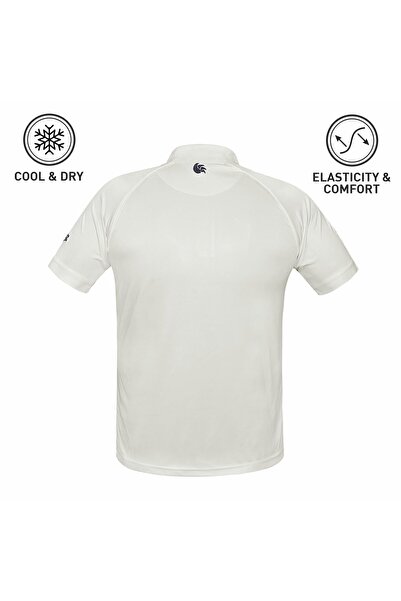DSC Atmos Polyester Half Sleeve Cricket T-shirt | Size 26 | White/navy | Lightweight & Comfortable