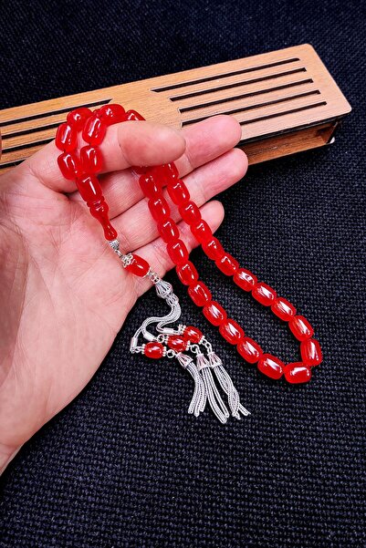 Vip Kehribar 8x11 mm Gümüş Püsküllü Yemen Zar Kehribar Tesbih - Serkan Başkan...