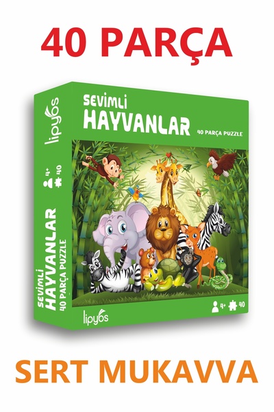 LİPYOS 40 Parça Sevimli Hayvanlar Mukavva Mini Puzzle 10 Adet