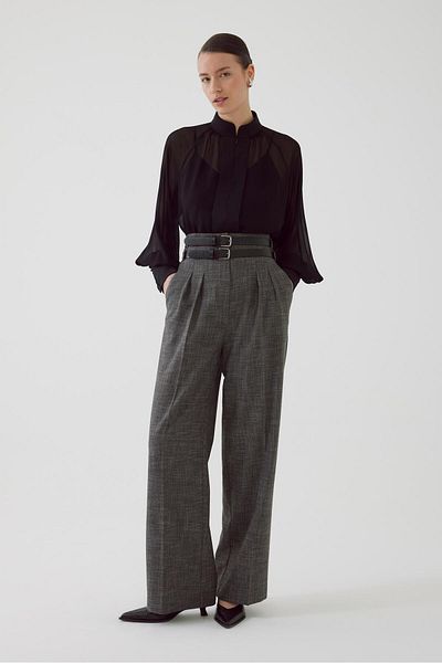 Exquise Pantaloni obișnuiți cu curea de culoare antracit