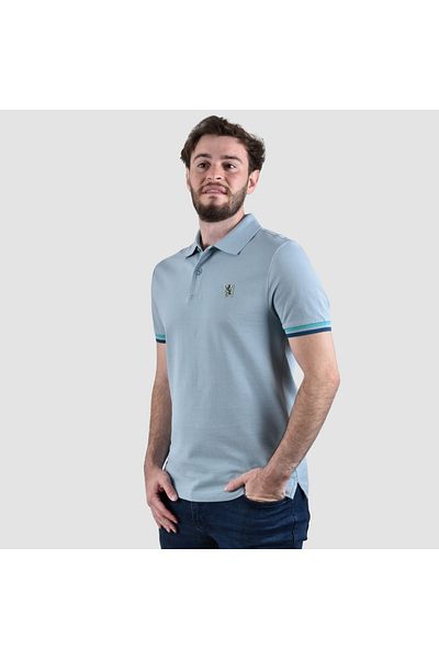 Giordano Men's Performance Slim Fit Lion Embroidery Solid Polo