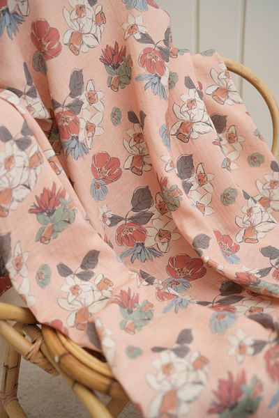 Tuğba Kuğu Boho Floral Printed Muslin Fabric