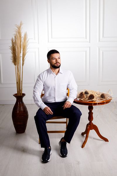 Sarar Elvio Classic Fit Βαμβακερό λευκό πουκάμισο με τσέπες