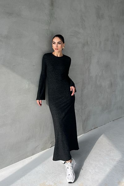 Seda Yalçın Atelier Anthracite Soft Spanish Sleeve Long Dress