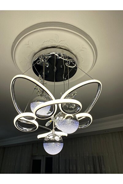 Retro LOTUS KROM KAPLAMA LEDLİ AVİZE