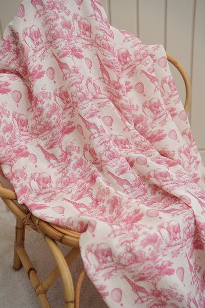 Tuğba Kuğu Printed Muslin Fabric |   Pink Safari