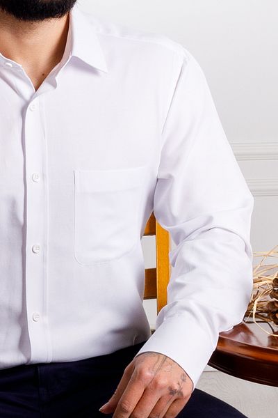 Sarar Elvio Classic Fit Βαμβακερό λευκό πουκάμισο με τσέπες