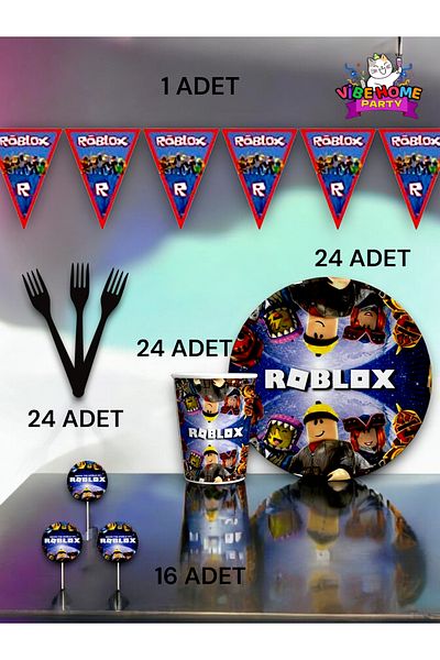 VibeHome 24 Person Roblox Themed Eco Set - Birthday Party and Fun Events