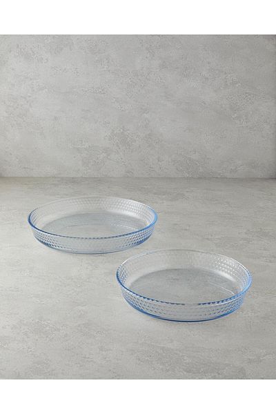 English Home Bake&Serve Glass 2-Piece Round Baking Pot 26X26-32X32 cm Clear
