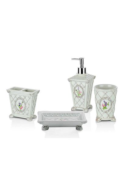 Cemile Nostalgic Embossed Bathroom Set of 4