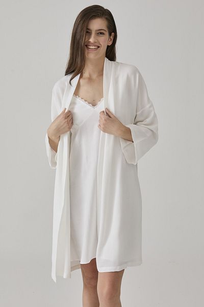 Pamuk & Pamuk Women's Ecru Jacquard Dress Gown