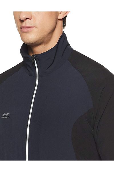Nivia Carboxy-1 Upper Tracksuit | Navy Blue | Xl | Synthetic | Reflective Zipper | Regular Fit