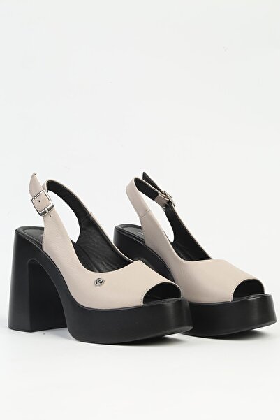 Pierre Cardin Beige Women's Leather Heeled Shoes Pck-5012