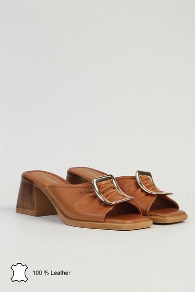 Pierre Cardin Γυναικείες δερμάτινες παντόφλες PCK-5031 Model Tan