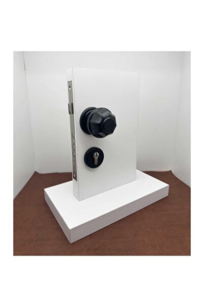 KOLDOOR Mat Siyah Kapı Tokmağı Kapı Babası + Alt Rozeti (Kilit Hariçtir)