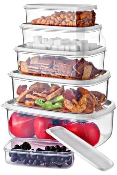 STOREMAX Home Set of 6 Rectangular Storage Containers - Platinum Series White Star Buy Bz 1087243