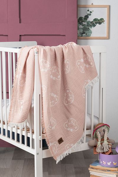 Kanz 2 Layer Jacquard Muslin Baby Blanket - Powder