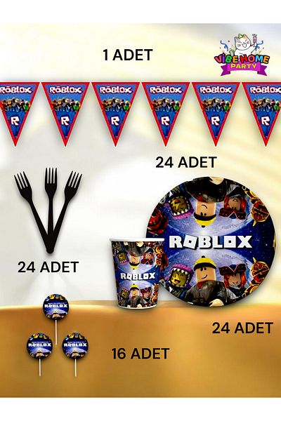 VibeHome 24 Person Roblox Themed Eco Set - Birthday Party and Fun Events