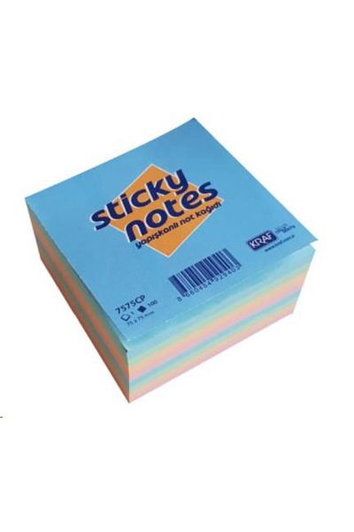 KRAF Pastel Color Adhesive Note Cube - 75*75, 400Yp, 7575Cp
