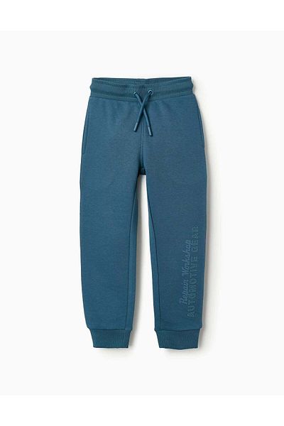 Ziddy FLEECE JOGGERS FOR BOYS 'AUTOMOTIVE GEAR' TURQUOISE