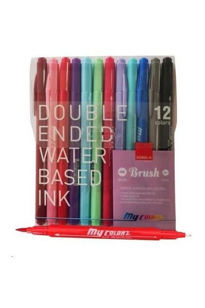 Dong-A Dong A My Color Double Sided Brush Tip Felt Pen 12 Colors