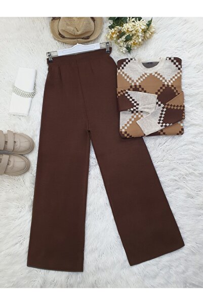 Modamorfo Ležérne hnedé úpletové nohavice