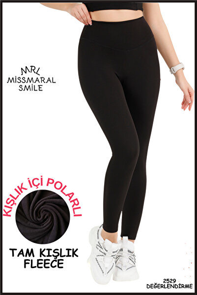 missmaral High Waist and Recovery Black Lycra Winter Leggings - Plus Size Curve B1024