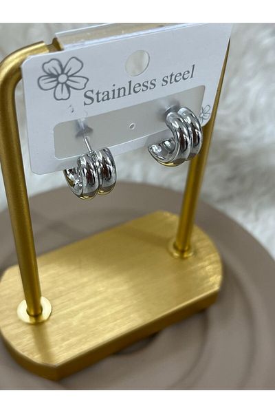 YASİN TOPÇU Steel Silver Earrings