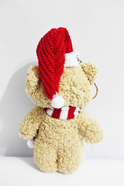 dudu kids Peluş Ayıcıklı Anahtarlık - 15 cm - Krem - Yeni Yıl Hediyesi - Yılbaşı Süsü - Oyuncak-Doğum Günü Hed