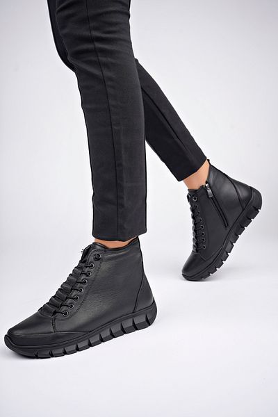 Deripabuc Genuine Leather Black Women's Anatomical Leather Boots Dp79-3910
