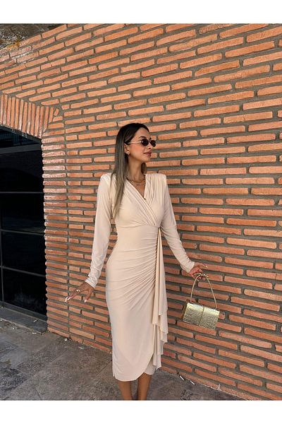Kir Φόρεμα Lina με μακρυμάνικο ντραπέ