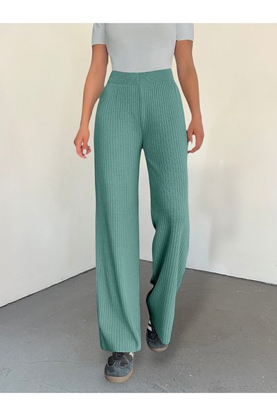 Modamorfo Mint Ribbed Knitwear Trousers