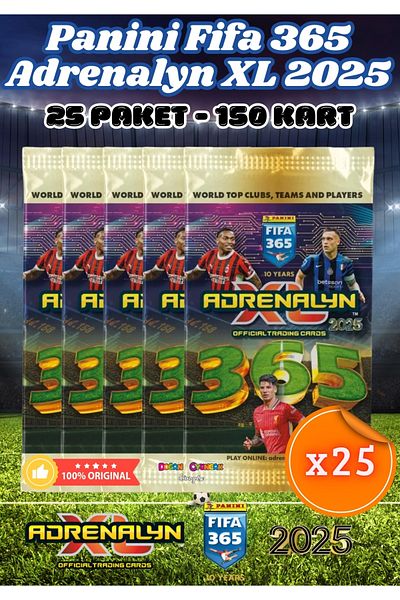 Doğan Oyuncak Dünyası Panini Fifa 365 Adrenalyn XL 2025 Player Card - Football Player Cards - Trading Player Card - 25 Pack