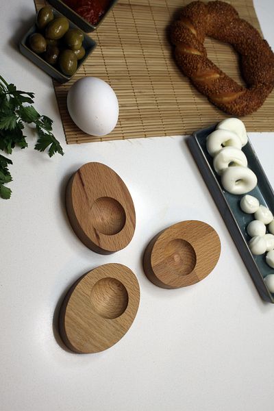 Teknofors Wooden Egg Bowl Tableware Presentation Ellipse (Set of 3)