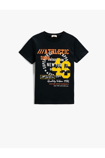 Koton Printed Short Sleeve T-Shirt Cotton Crew Neck