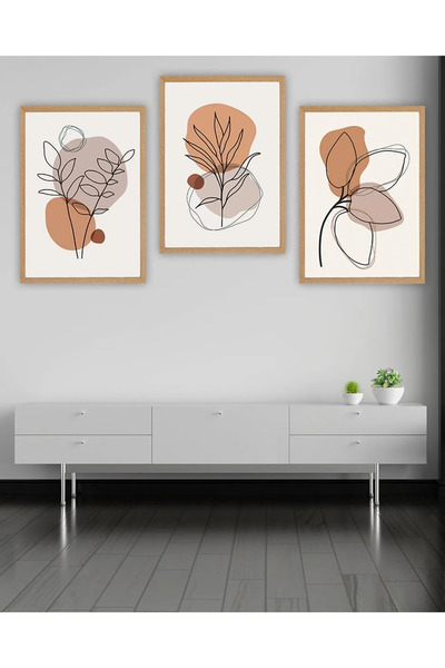 kutuTR Dekorize Mdf Tablo Seti 3 Parça 3 Mm - Çiçekli Salon Oturma Yatak Odas...