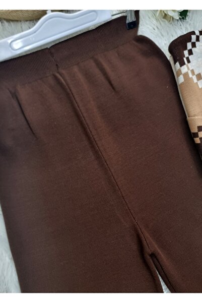 Modamorfo Ležérne hnedé úpletové nohavice