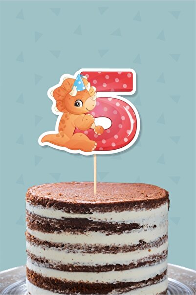 neşeli günlerim ديكور الكيك على شكل ديناصور للأطفال بعمر 5 سنوات *ورق سميك