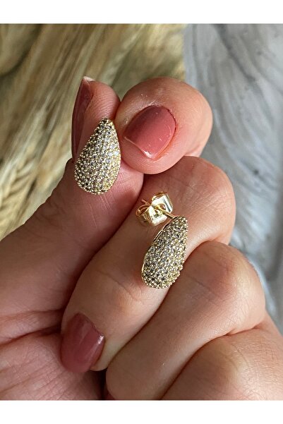 Lucios ALTIN İŞÇİLİKLİ KARARMAZ SERİ AŞKIN GÖZYAŞI MİNİMAL ÇİVİ KÜPE (KÜÇÜK BOY)