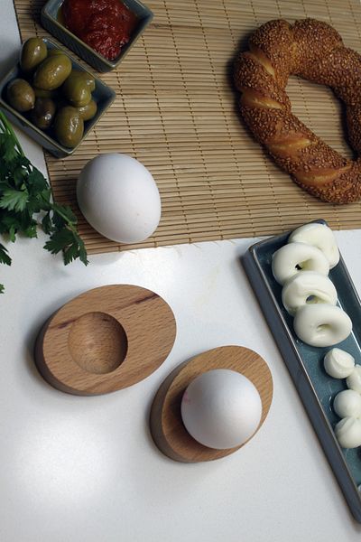 Teknofors Wooden Egg Bowl Tableware Presentation Ellipse (Set of 2)