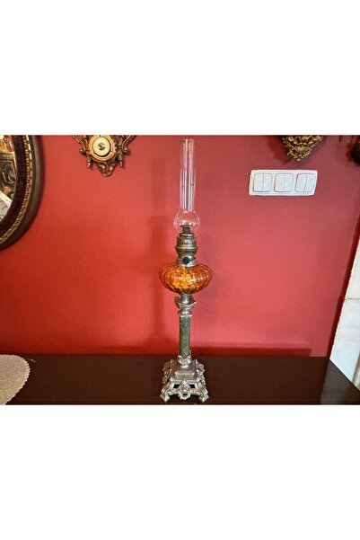 tayfuntufan antika koleksiyon 73 cm uzunluğunda fransız mermerli gaz lambası