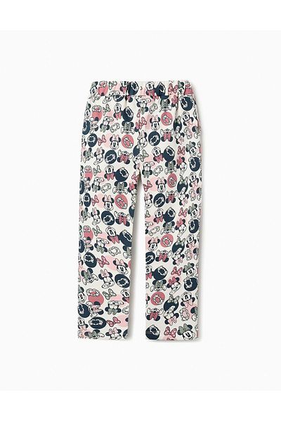 Ziddy TROUSERS WITH PRINT FOR GIRLS 'MINNIE' WHITE/PINK