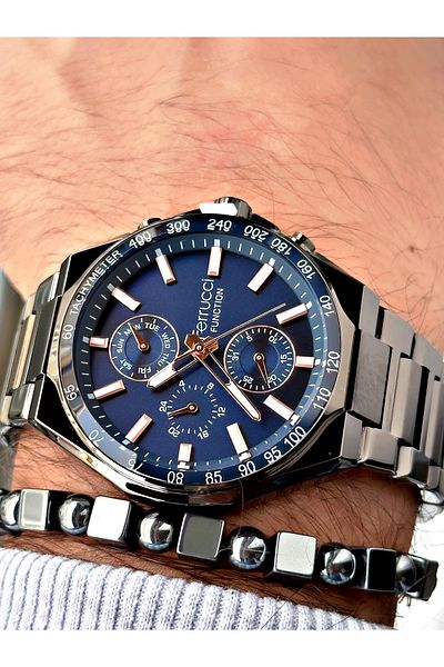 Ferrucci Smoke Color Functions Active Steel Cord Men's Wrist Watch + Bracelet