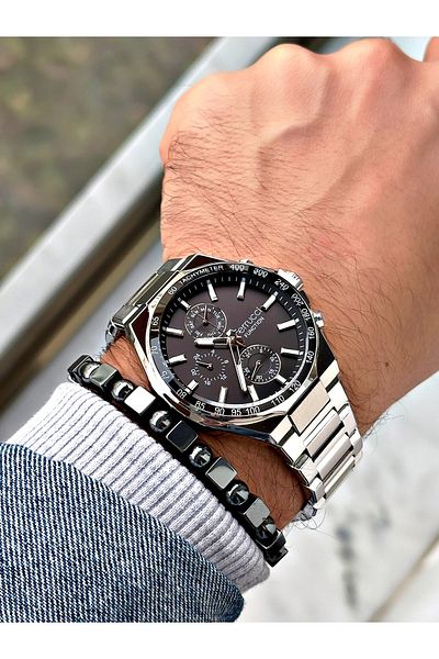 Ferrucci Silver Color Functions Active Steel Cord Men's Wrist Watch + Bracelet